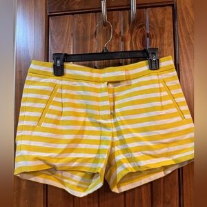 Vintage Preppy J. Crew Yellow and White Striped High-Waist Shorts